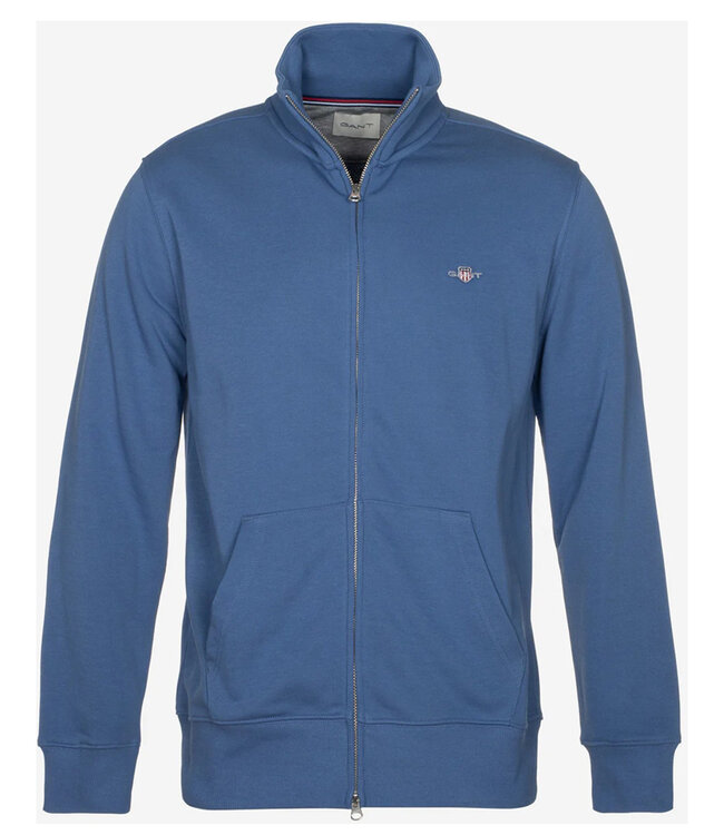 Gant 2008006 442 heren blauw sweat vest met rits en zakken