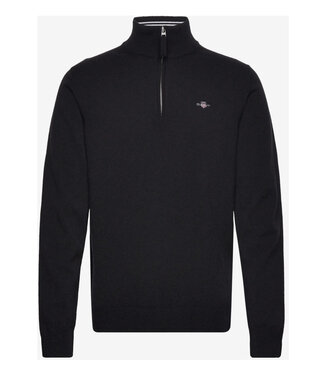 Gant heren zwart zipper trui ritsje superfine lamswol