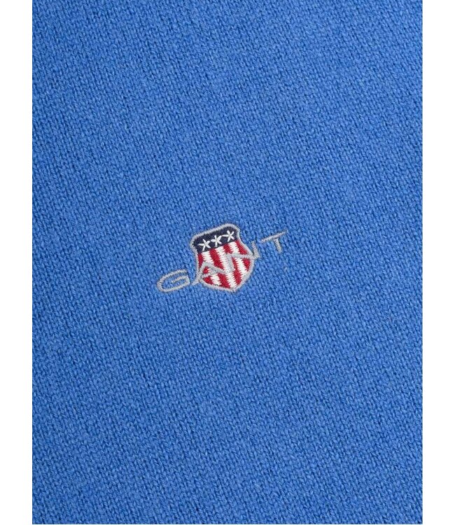 Gant 87212 407 heren blauw v-hals trui superfine lamswol