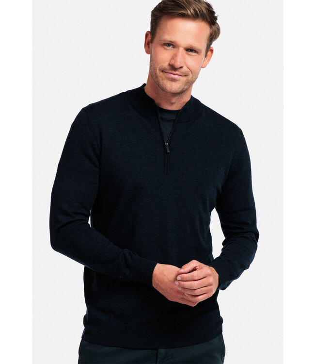 Thomas Maine 3284TM100-60 heren donkerblauw zipper trui ritsje merino wol navy