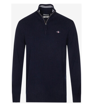 Gant heren donkerblauw zipper trui ritsje