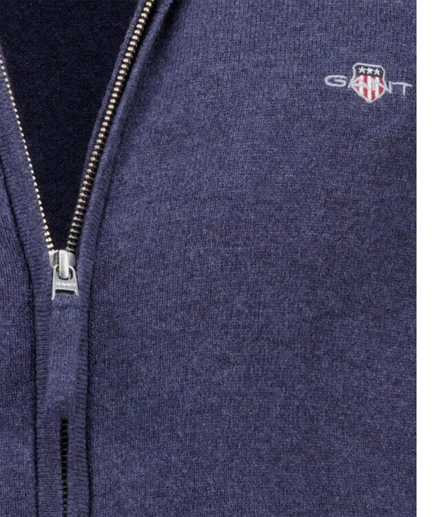 Gant 87214 480 heren donkerblauw melange vest lamswol