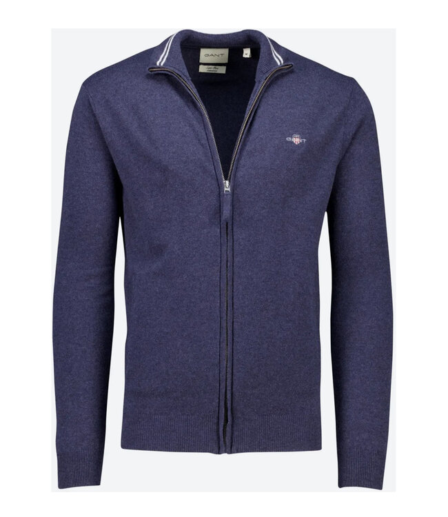 Gant 87214 480 heren donkerblauw melange vest lamswol
