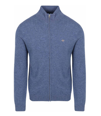 Gant heren dark jeans blue melange vest met rits lamswol