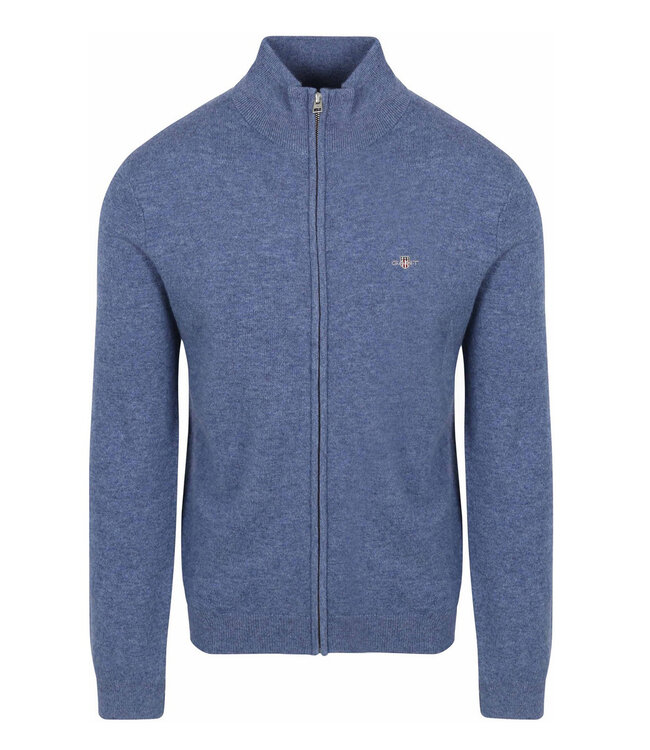 Gant 87214 902 heren dark jeans blue melange vest superfine lamswol