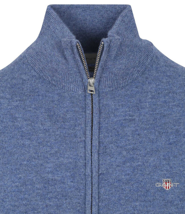 Gant 87214 902 heren dark jeans blue melange vest superfine lamswol