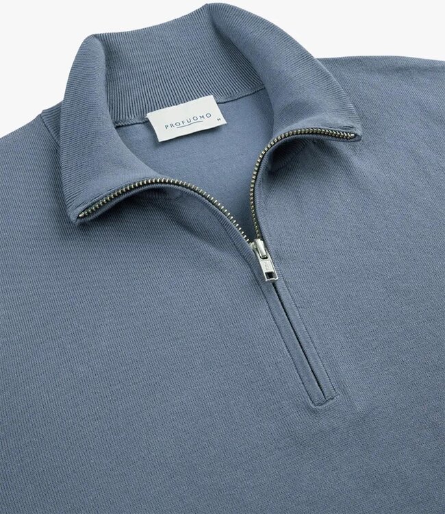 Profuomo PPVJ10013A blauw grijs zipper pullover met halve rits
