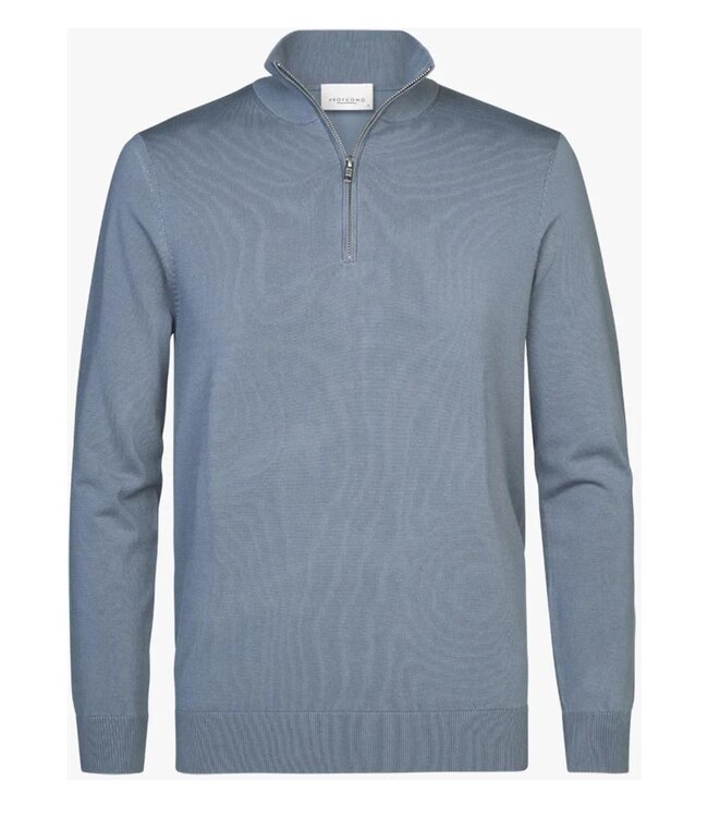 Profuomo PPVJ10013A blauw grijs zipper pullover met halve rits