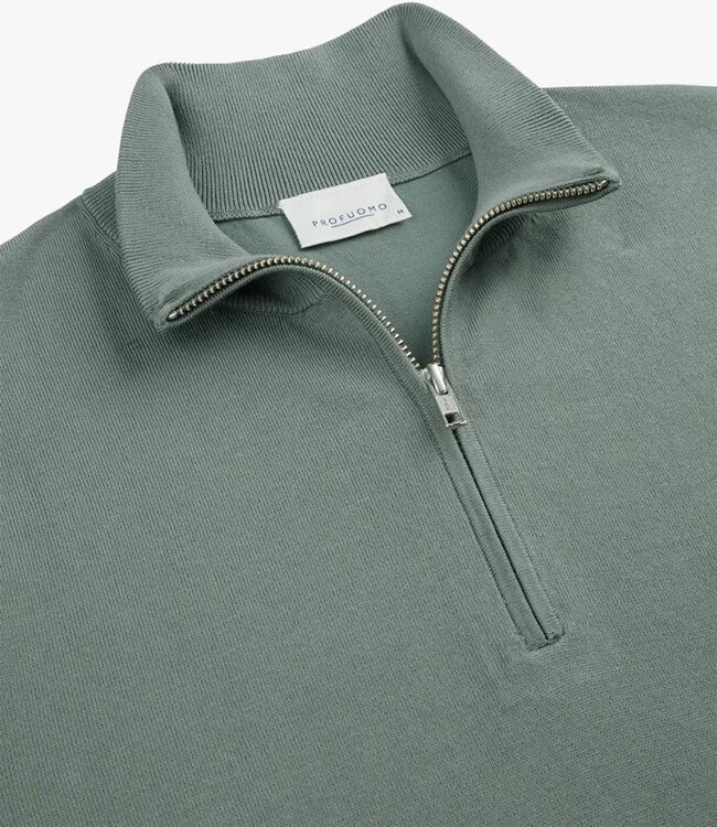 Profuomo PPVJ10013C groen zipper pullover met halve rits