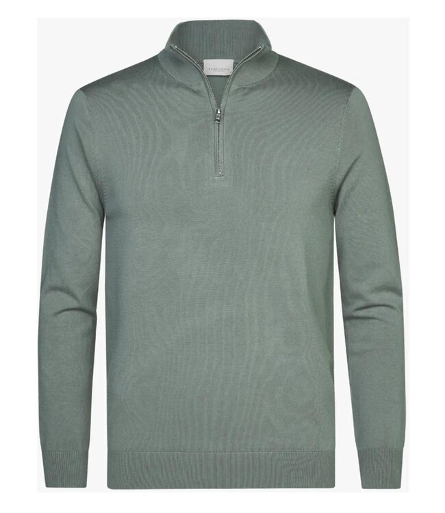 Profuomo PPVJ10013C groen zipper pullover met halve rits