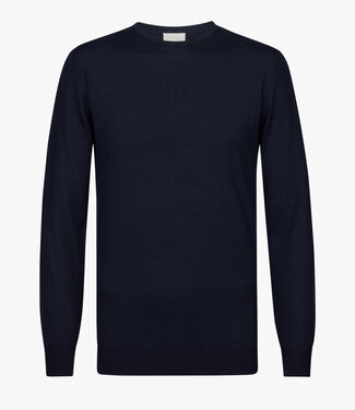 Profuomo PPVJ30001F donkerblauw navy crewneck pullover met ronde hals merino wol