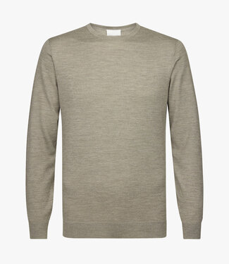 Profuomo PPVJ30001C groen crewneck pullover met ronde hals merino wol