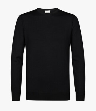 Profuomo PPVJ30001G zwart crewneck pullover met ronde hals merino wol