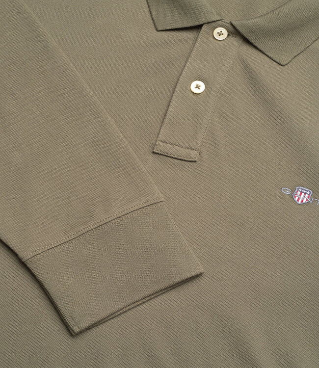 Gant gant heren polo olijfgroen lange mouw