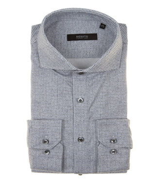 Desoto Luxury heren overhemd slim fit blauw wit pied de poule werkje jersey