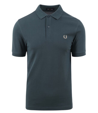 Fred Perry plain polo petrol groen met ecru logo
