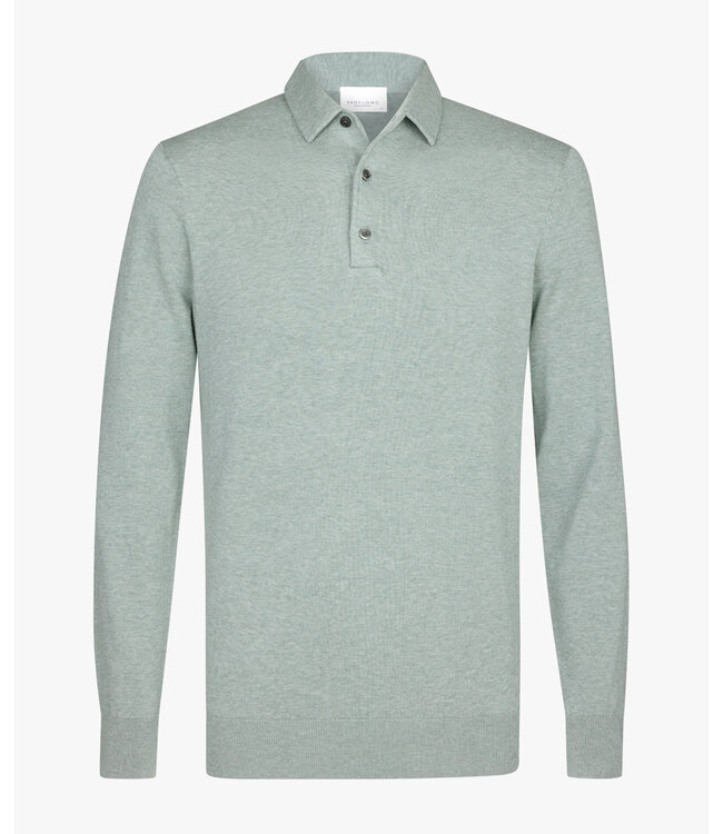 Profuomo PPWJ10002E groen one piece polo lange mouw met knopen