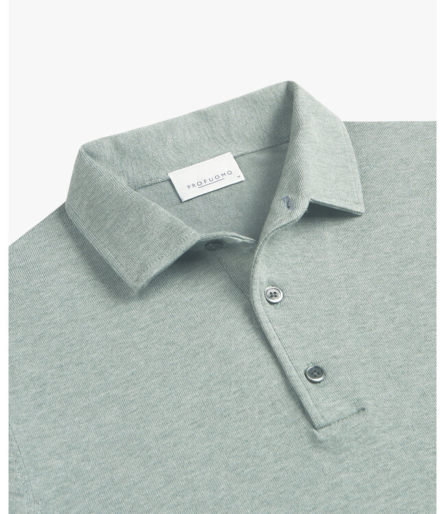 Profuomo PPWJ10002E groen one piece polo lange mouw met knopen