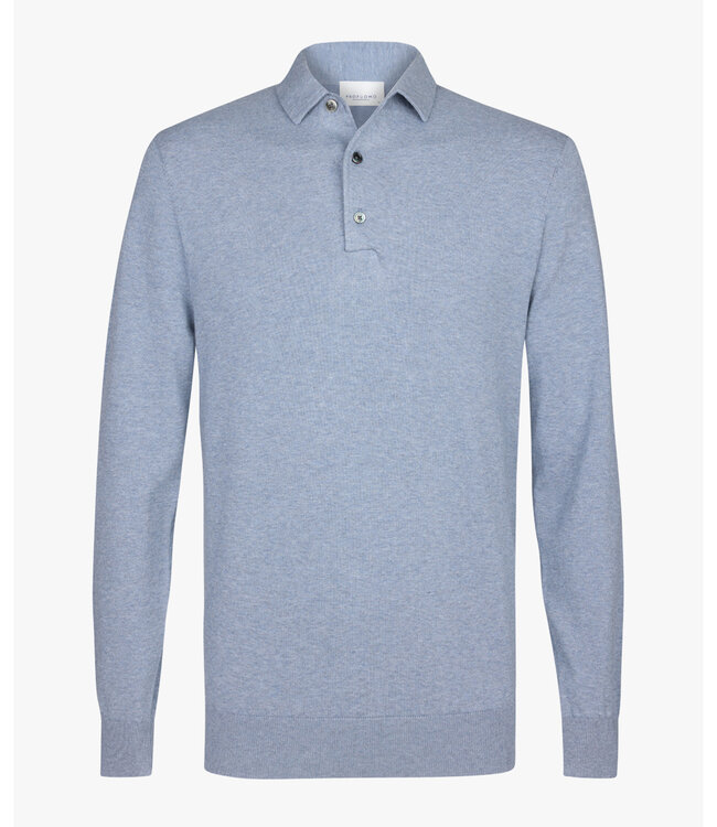 Profuomo PPWJ10002D blauw one piece polo lange mouw met knopen