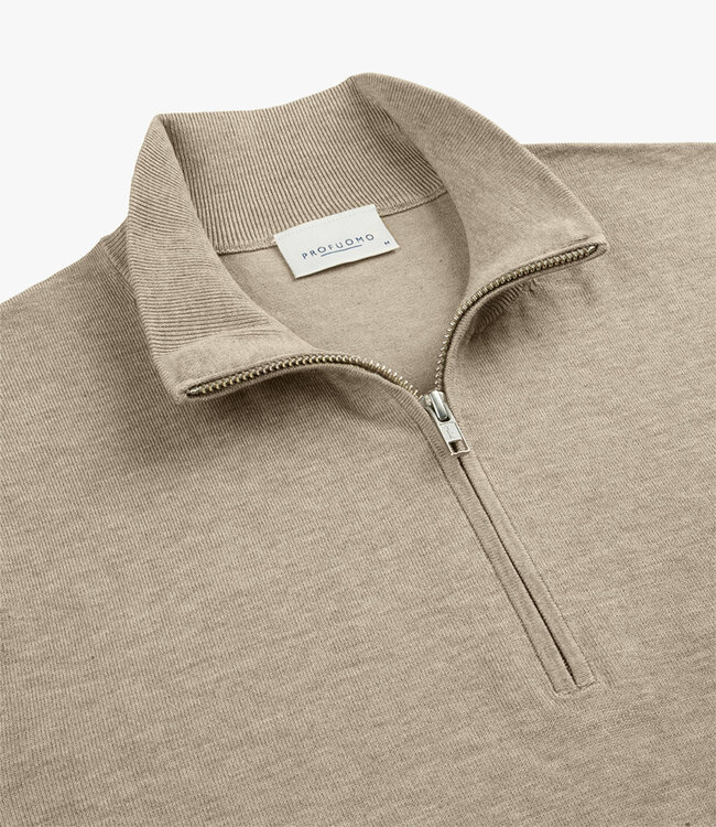Profuomo PP2J00010C beige pullover zipper met ritsje
