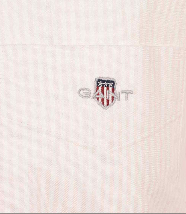 Gant 3000230-662 heren overhemd lange mouw lichtroze-wit oxford streepje regular fit