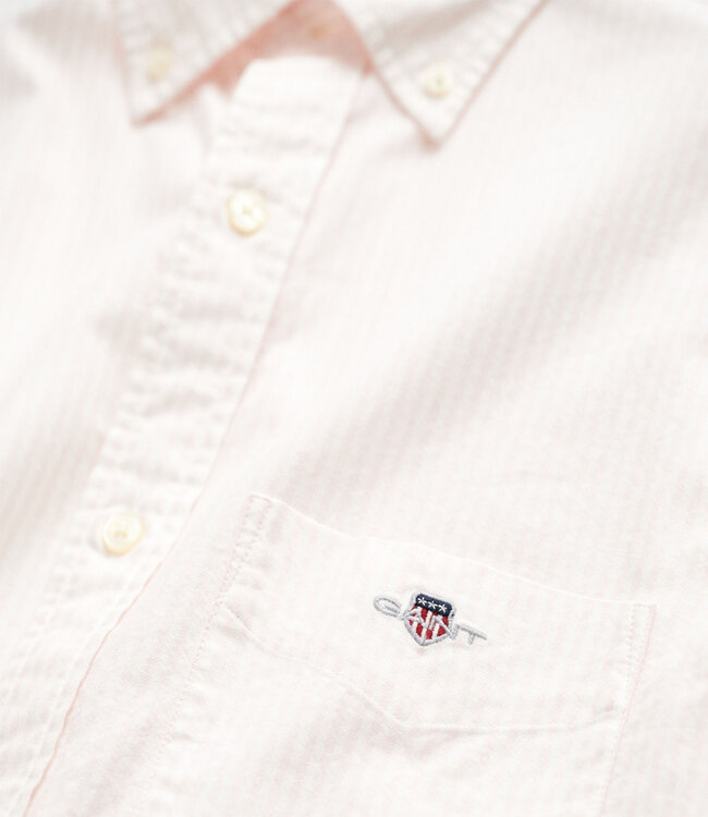 Gant 3000230-662 heren overhemd lange mouw lichtroze-wit oxford streepje regular fit