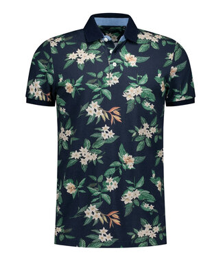 New Zealand Auckland Ismael 25BN114 1653 polo donkerblauw bloemenprint