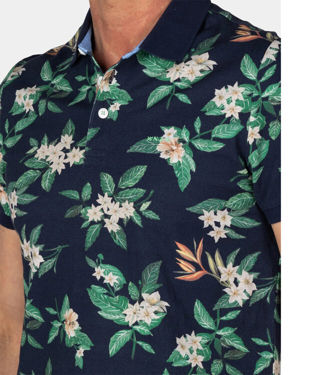 New Zealand Auckland Ismael 25BN114 1653 dusk navy polo donkerblauw bloemenprint