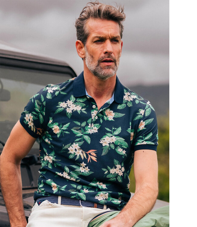 New Zealand Auckland Ismael 25BN114 1653 dusk navy polo donkerblauw bloemenprint