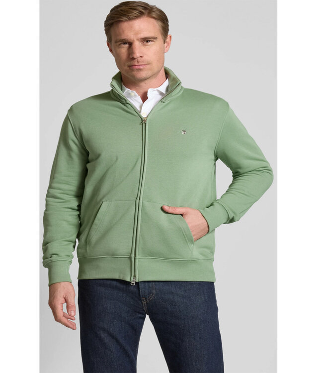 Gant 2008006 362 Limited Edition heren groen sweat vest met rits en zakken