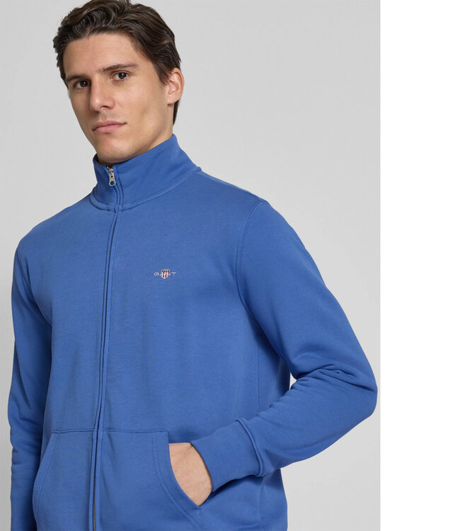 Gant 2008006 407 heren kobaltblauw sweat vest met rits