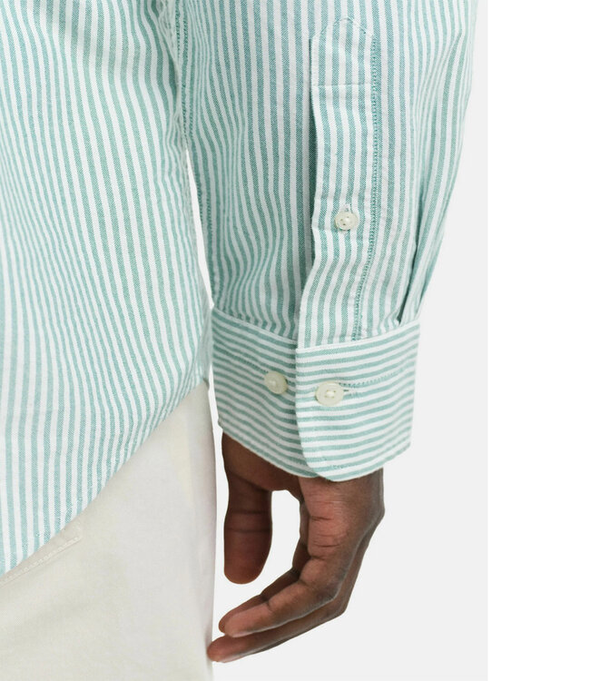 Gant 3000230-322 Limited Edition heren overhemd lange mouw groen-wit oxford streepje regular fit