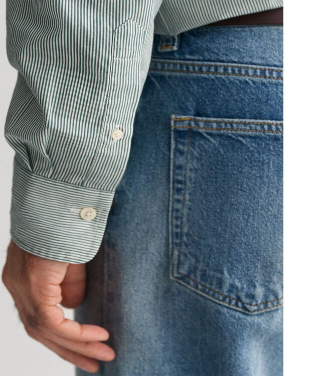 Gant 3000140 373 heren overhemd groen-wit streepje lange mouw