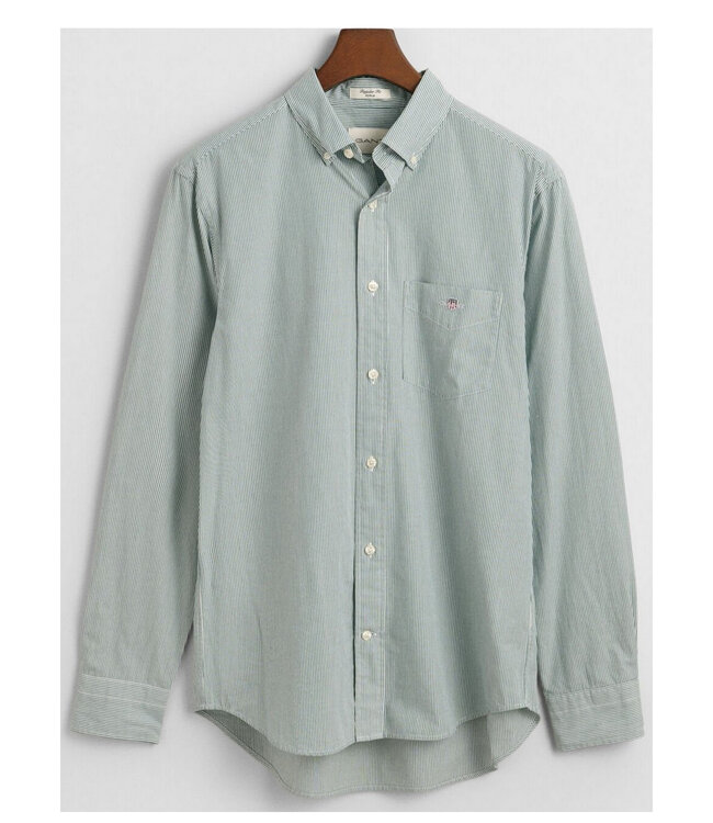 Gant 3000140 373 heren overhemd groen-wit streepje lange mouw