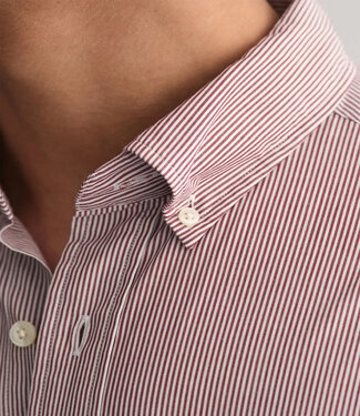 Gant overhemd bordeaux rood wit fijn streepje lange mouw