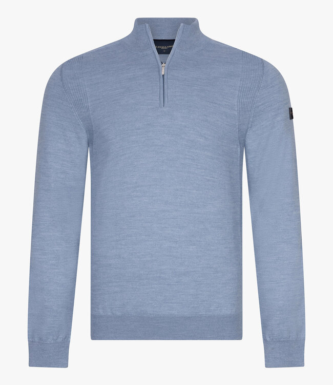 Cavallaro 118251008 Limited Edition Palio blauw heren zipper trui met ritsje