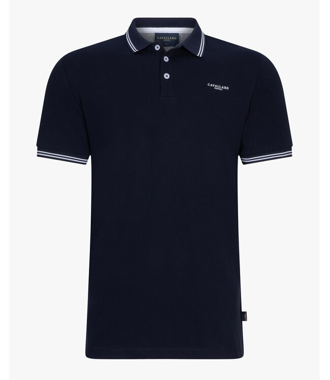 Cavallaro 116251004 Limited Edition heren polo andriano donkerblauw katoen stretch