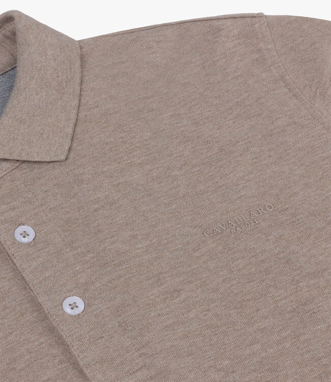 Cavallaro 116251003 Limited Edition heren polo bavone sand melange organisch katoen stretch
