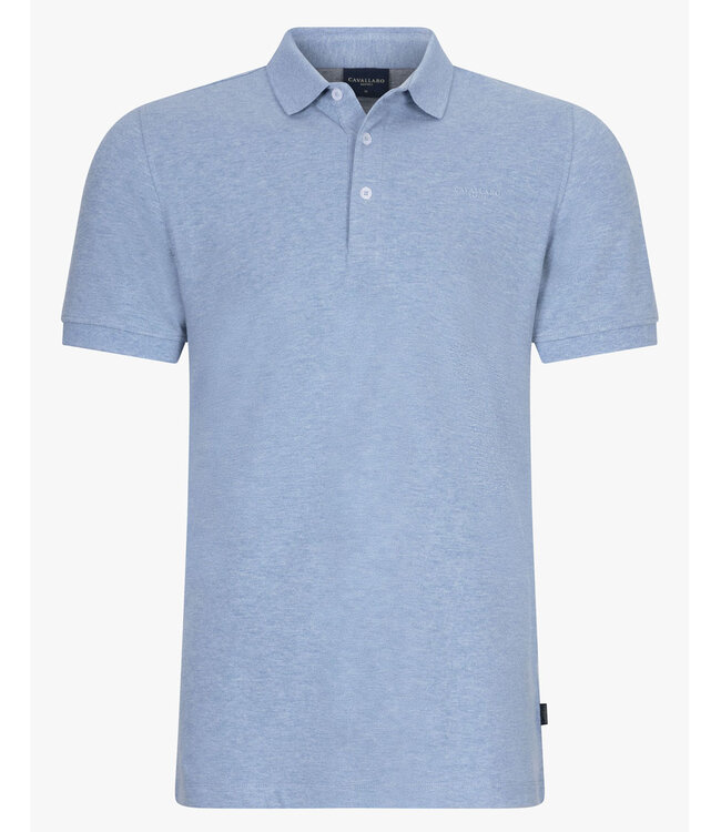 Cavallaro 116251003 Limited Edition heren polo bavone lichtblauw melange organisch katoen stretch