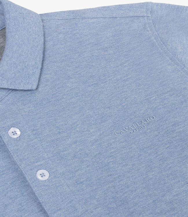 Cavallaro 116251003 Limited Edition heren polo bavone lichtblauw melange organisch katoen stretch