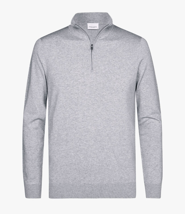 Profuomo PP2J00010B lichtgrijs pullover zipper met ritsje