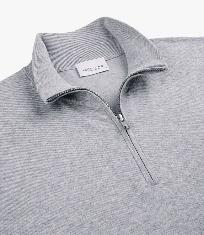 Profuomo PP2J00010B lichtgrijs pullover zipper met ritsje