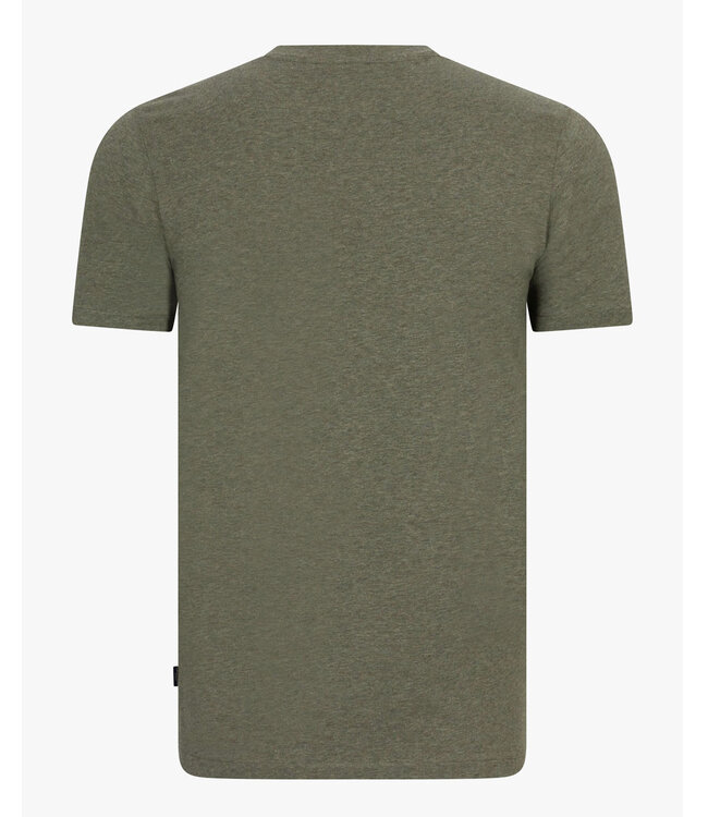 Cavallaro 117251003 Baroni Tee mid green melange t-shirt olijfgroen ronde hals katoen stretch