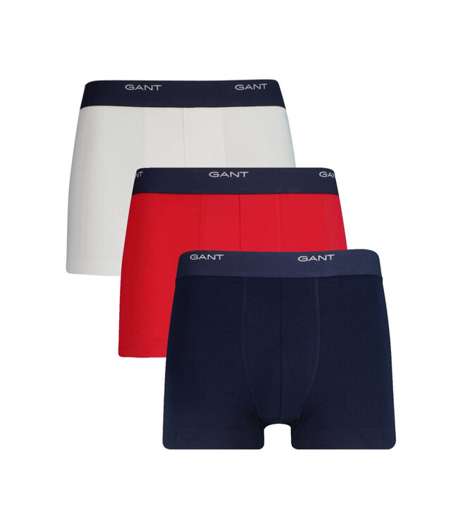 Gant 3-pack trunk kleur rood donkerblauw wit gant 105 Gant heren boxers 3 pack