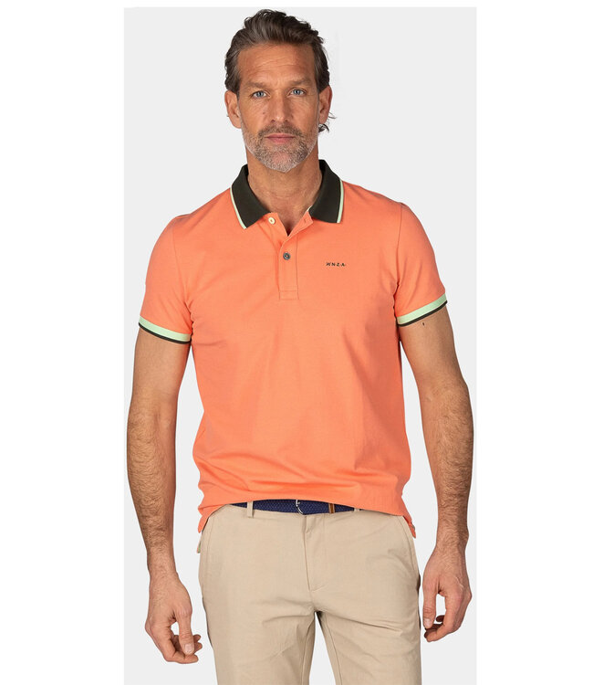 New Zealand Auckland Elian 25CN131 1320 polo koraal oranje dusty coral met zwarte boord