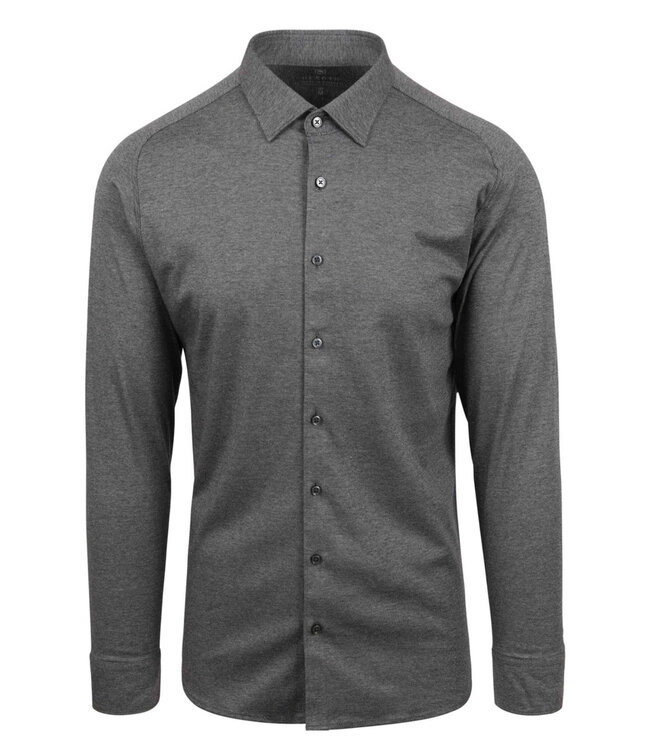 Desoto grijs grey jersey pique overhemd wide spread kent