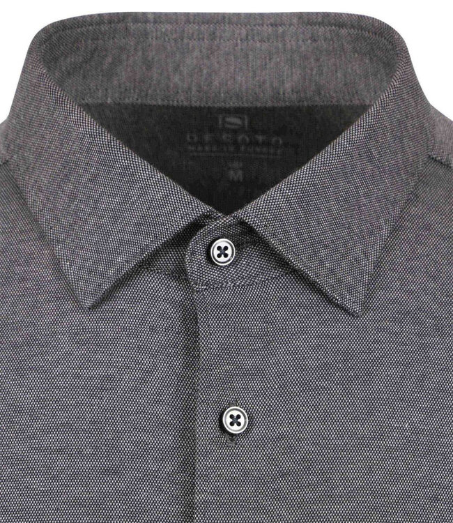 Desoto grijs grey jersey pique overhemd wide spread kent