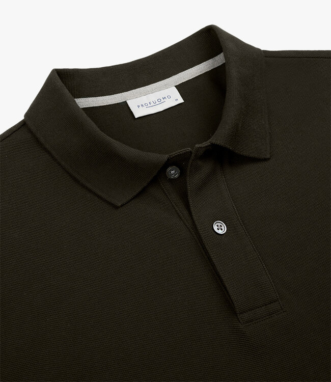 Profuomo PPWD10019L heren polo donkergroen army 100% pique katoen