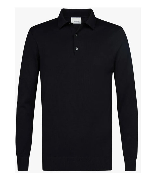 Profuomo heren polo lange mouw donkerblauw cool cotton