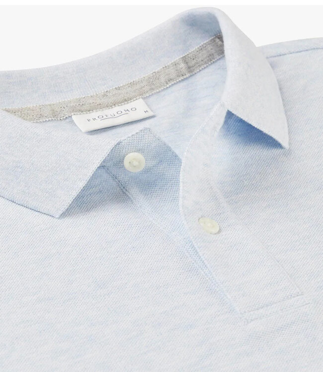 Profuomo heren polo korte mouw lichtblauw pique katoen